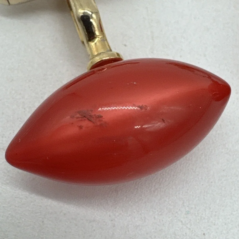 SWANK Mid-century 1940s Vintage Cufflinks, Coral Lucite, Gold Tone Setting